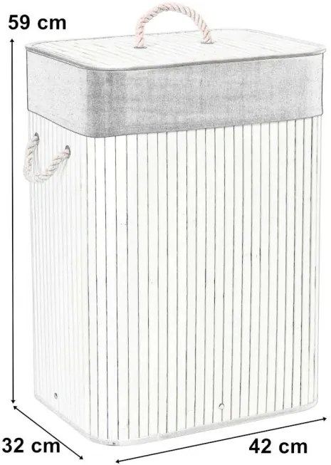 Kôš na bielizeň bambusový 80 l biely / sivý