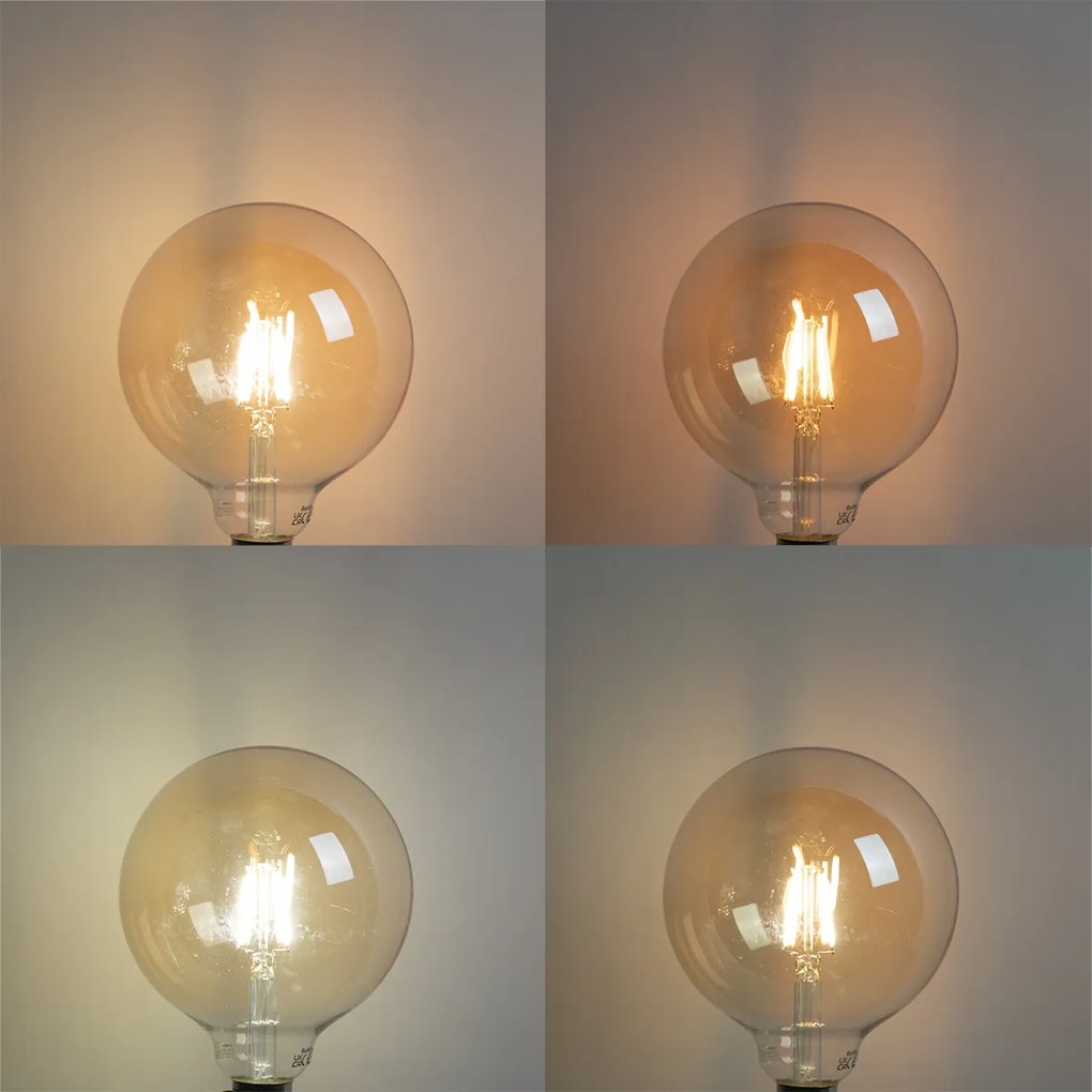 Sada 5 inteligentných LED žiaroviek E27 G125 zlatá 4,9 W 470 lm 1800-4000 K