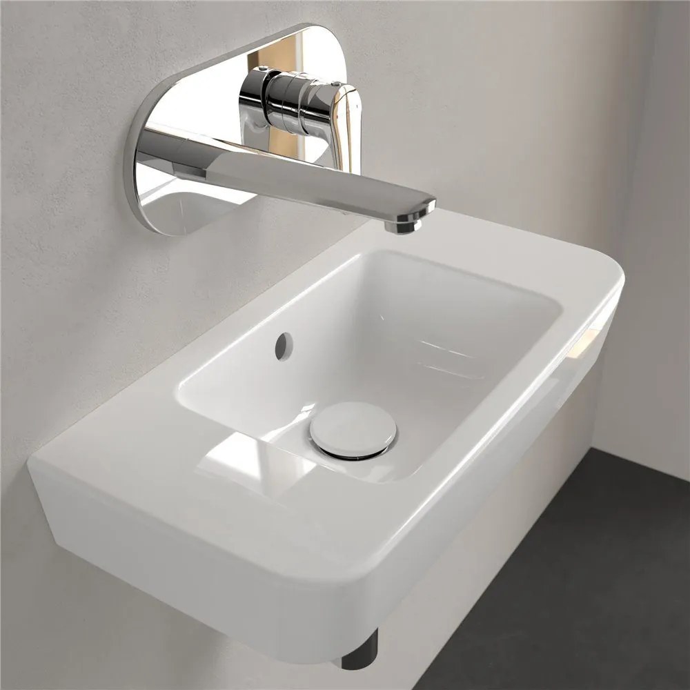 VILLEROY &amp; BOCH O.novo Compact závesné umývadielko bez otvoru, s prepadom, 500 x 250 mm, biela alpská, s povrchom CeramicPlus, 434252R1