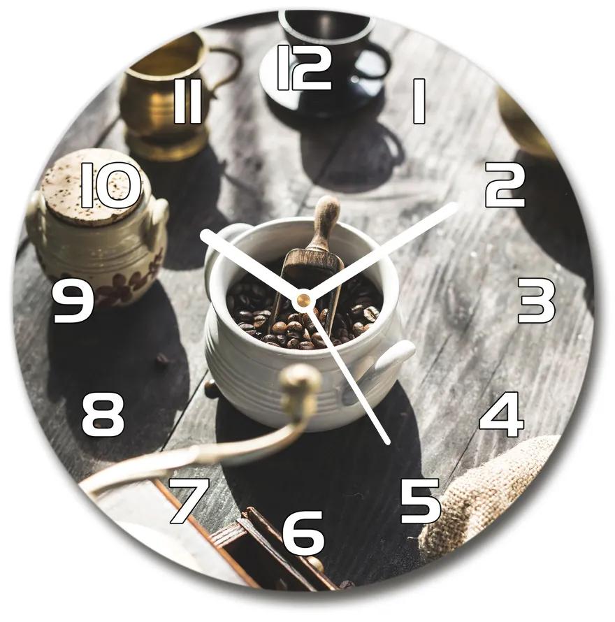 Sklenené hodiny okrúhle Mlynček na kávu pl_zso_30_f_124315859