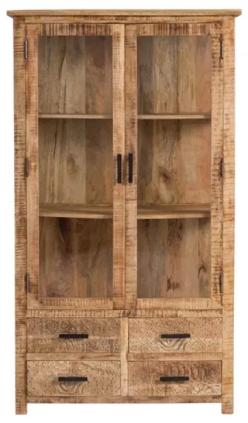 furniture-nabytek.cz - Masívna vitrína z mangového dreva, lakovaná, hnedá – 100×42×180 cm