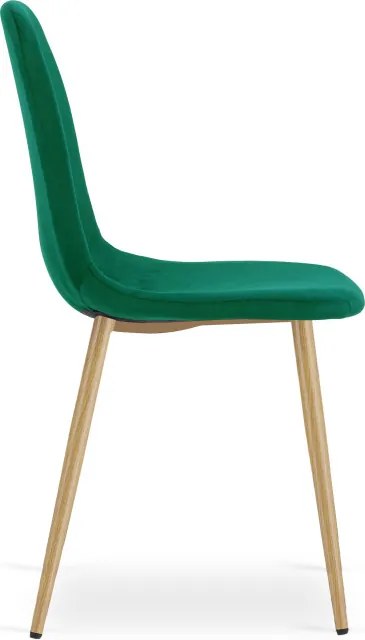 Set dvoch jedálenských stoličiek PADVA zamatové zelené / hnedé nohy (2 ks)