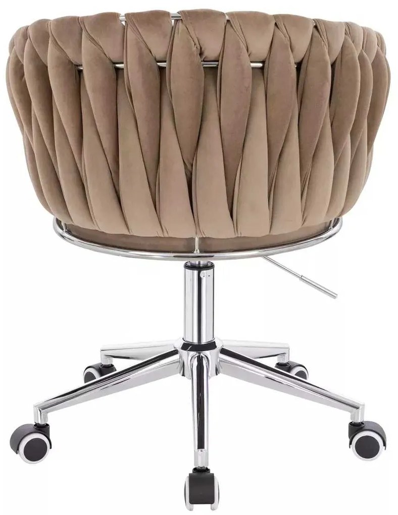 LuxuryForm DESIGN Stolička NORDEN VELUR na striebornej podstave s kolieskami - latte