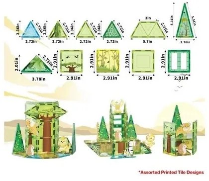 PicassoTiles magnetická stavebnicová sada SafariSet s 8 zvieratkami