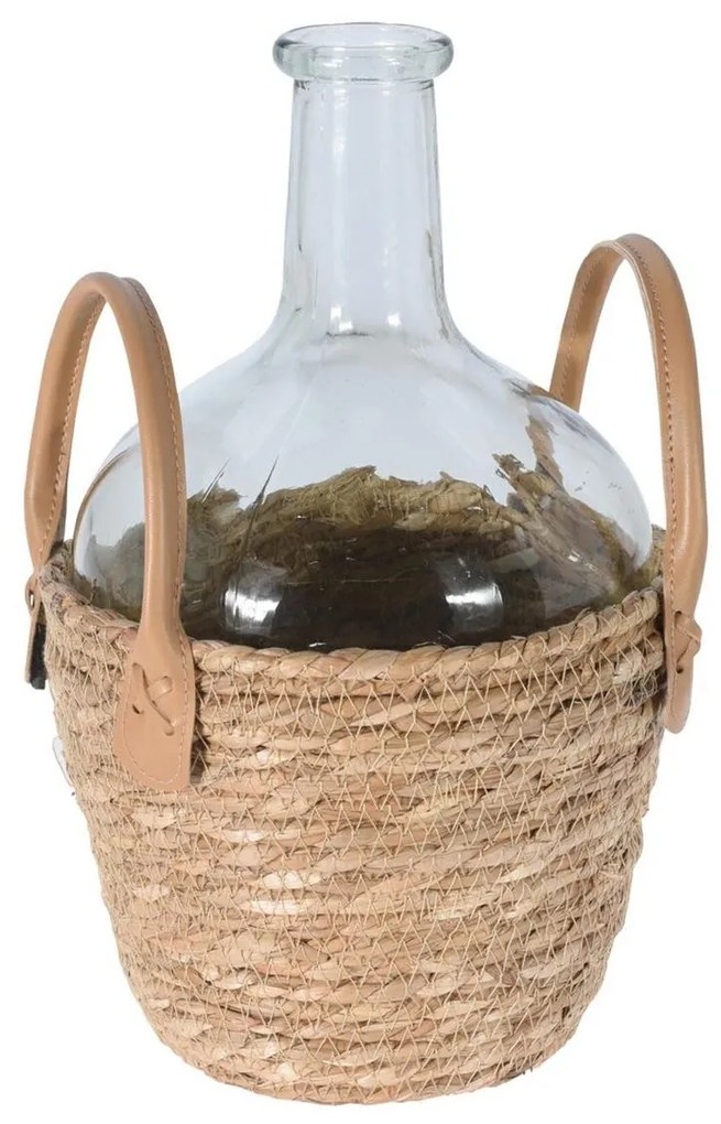 Sklenená váza LESMIE v boho košíku číra