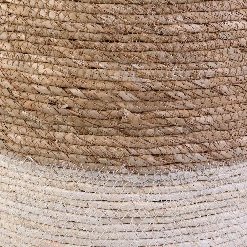 Bielo-béžový pletený taburet MALAMI
