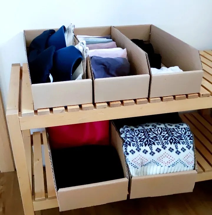 Úložné boxy na oblečenie, organizéry do skrine EKO KARTON 15 x 30 cm