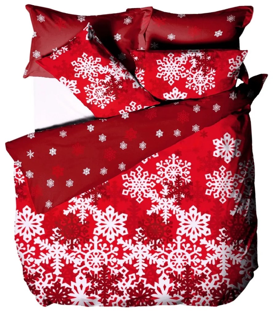 B.E.S. Petrovice Flanelové obliečky Červená zimná rozprávka, 140 x 200 cm, 70 x 90 cm