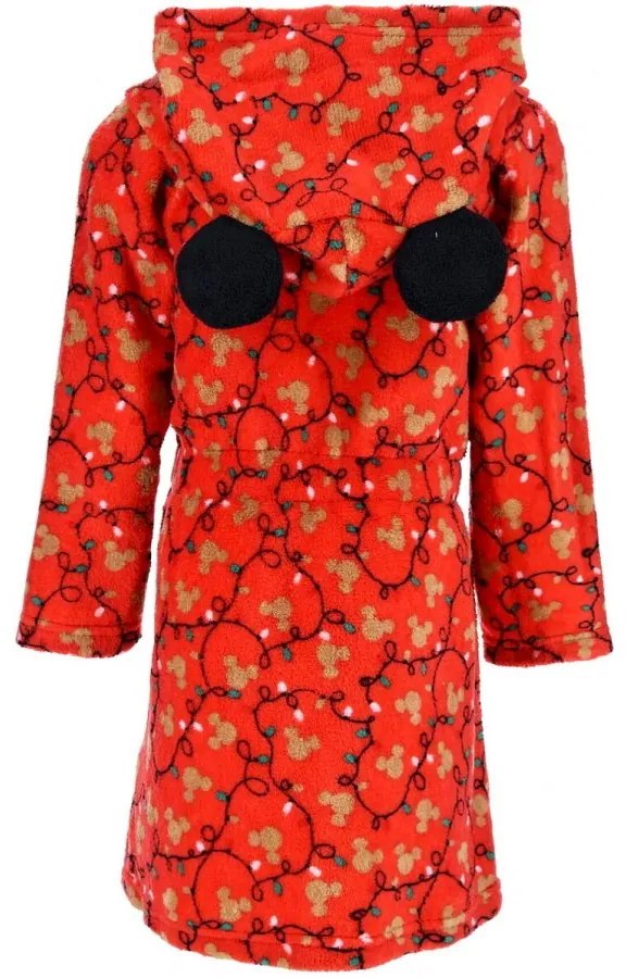 Dievčenský vianočný coral fleece župan s kapucňou Minnie Mouse, EU 116 Červená