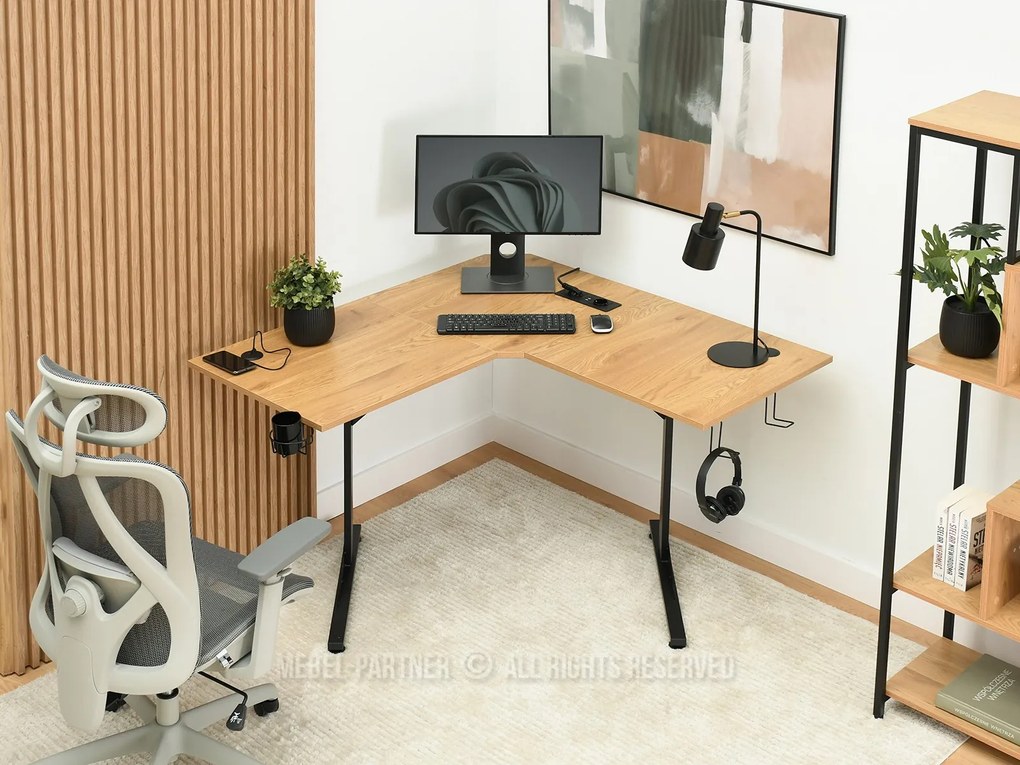 PC stolík Matts C (dub + čierna). Akcia -20%. Vlastná spoľahlivá doprava až k Vám domov. 1109795