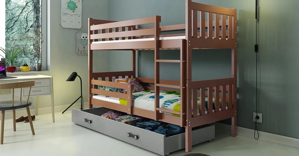 Interbeds Poschodová posteľ Carino so zásuvkou 190x80 hnedo grafitová