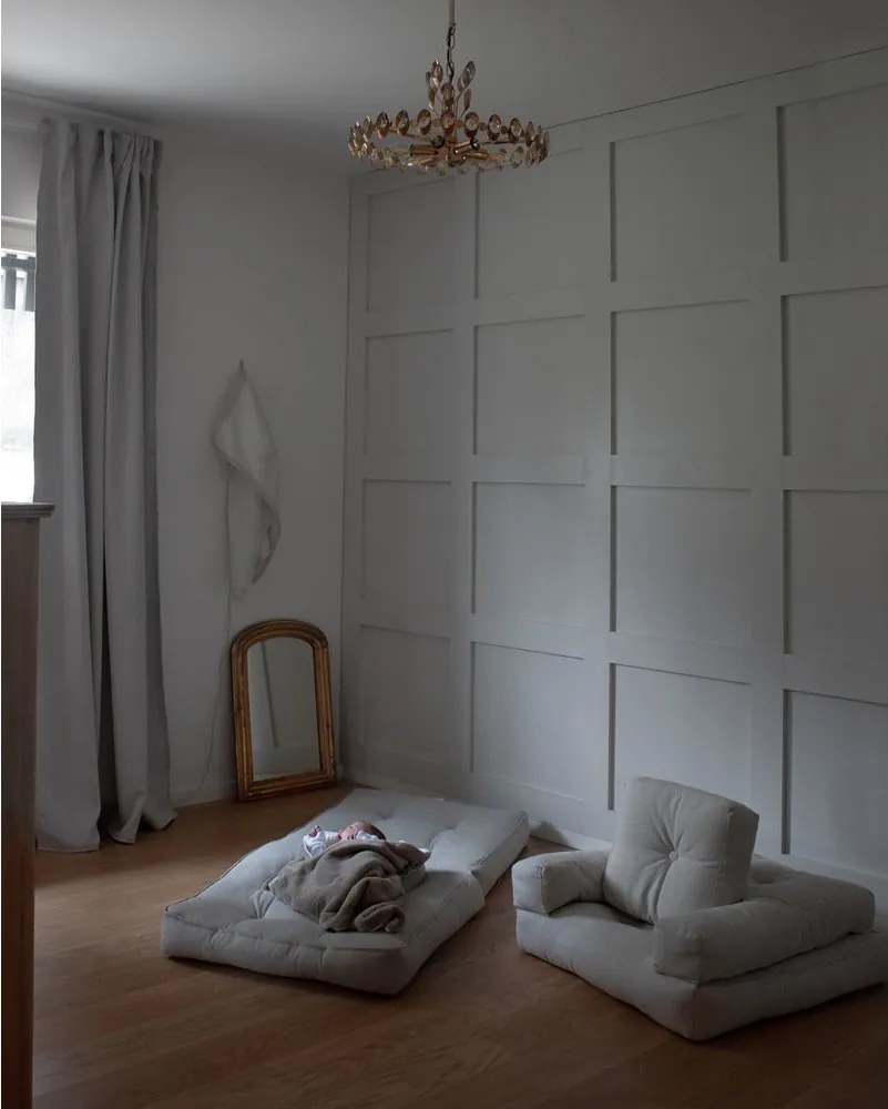 Detské rozkladacie kreslo s taburetkou Karup Design Mini Cube Dark Grey