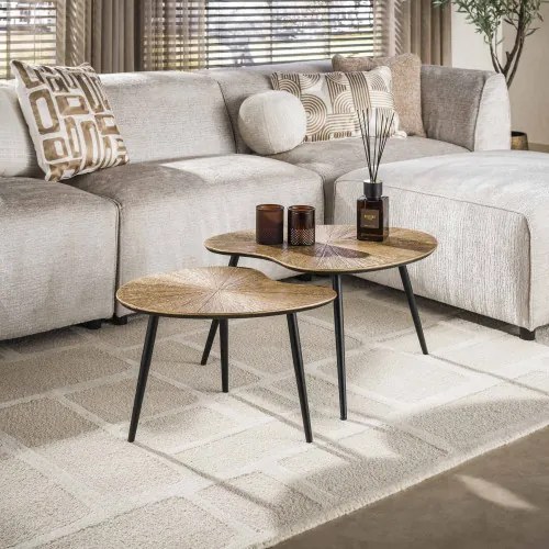 Konferenčný stôl 32-42 Ray 2-set Drevo Antique Gold - Komfort-nábytok