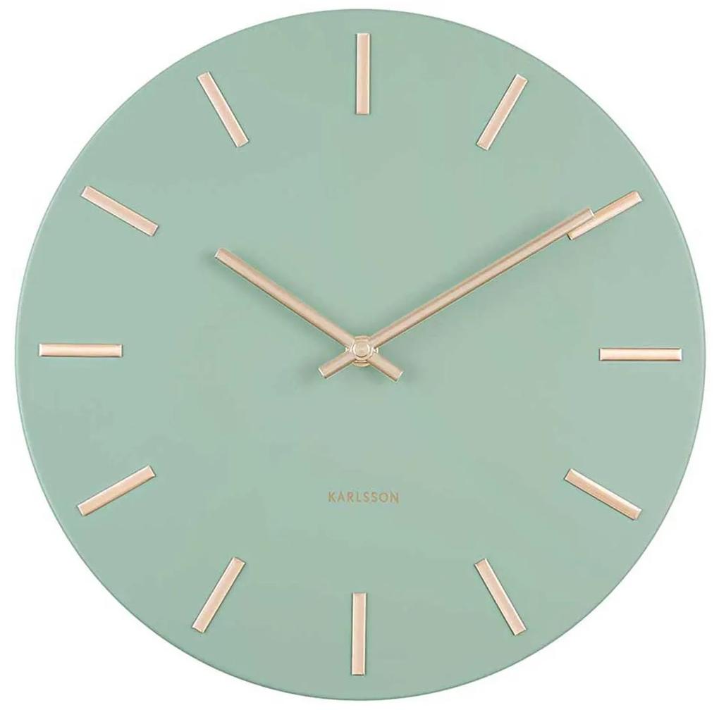 KARLSSON Nástenné hodiny Charm zelené 30 × 3,5 cm