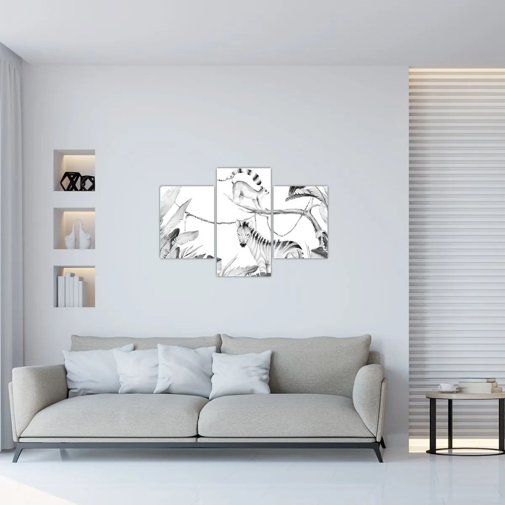Obraz - Akvarelová džungľa (90x60 cm)