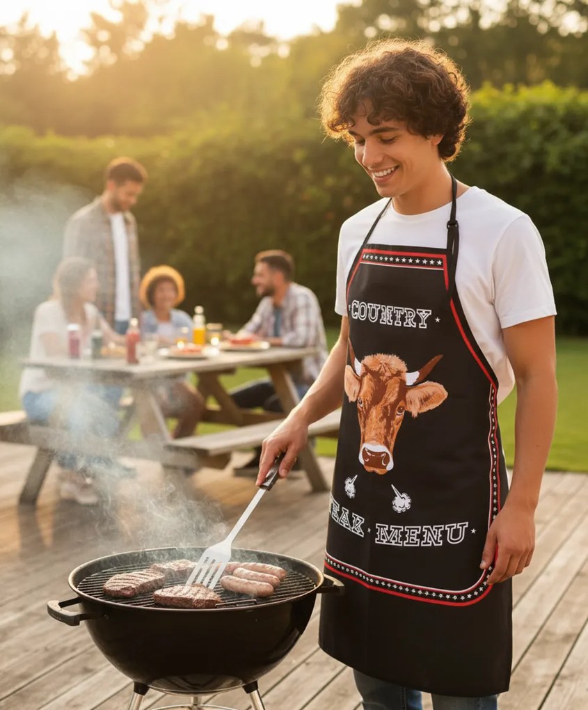 Zástera kuchynská, Steak Menu, čierna