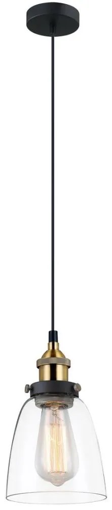 ITALUX MDM-2563/1 GD+CL - Luster na lanku FRANCIS 1xE27/40W/230V čierna/zlatá