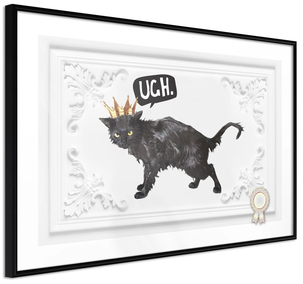 Artgeist Plagát - Cat in Crown [Poster] Veľkosť: 30x20, Verzia: Zlatý rám s passe-partout