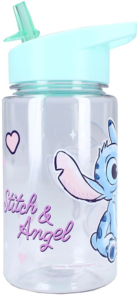 Plastová fľaša na pitie Lilo & Stitch so slamkou - 450 ml