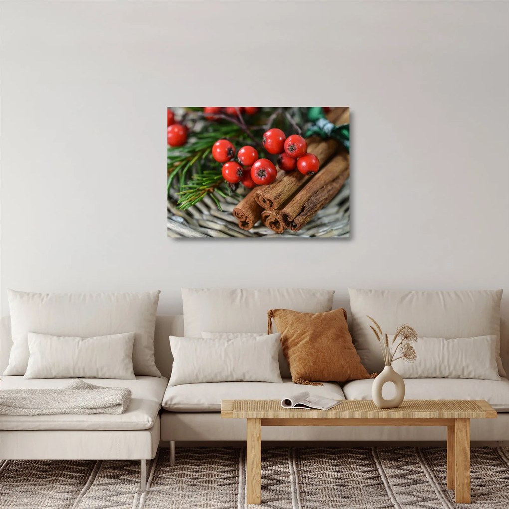 Sklenený obraz jarabiny a škorice (70x50 cm)