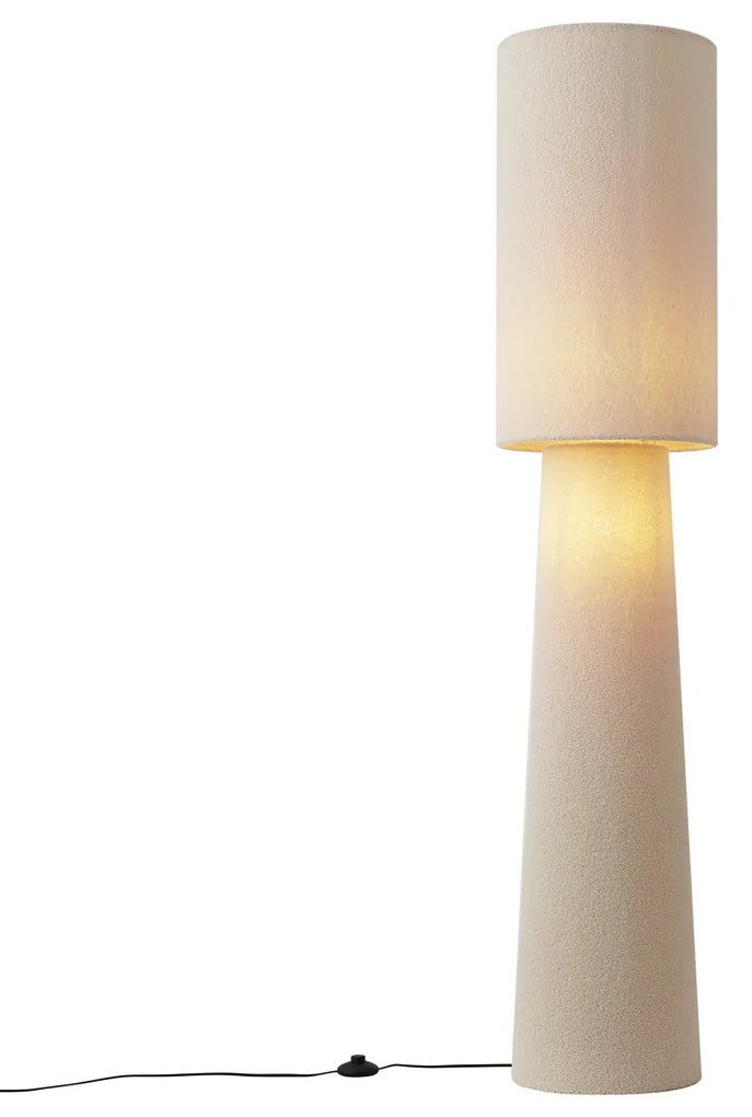 Japandi stojacia lampa béžová látka Teddy 2-svetlá - Trompet