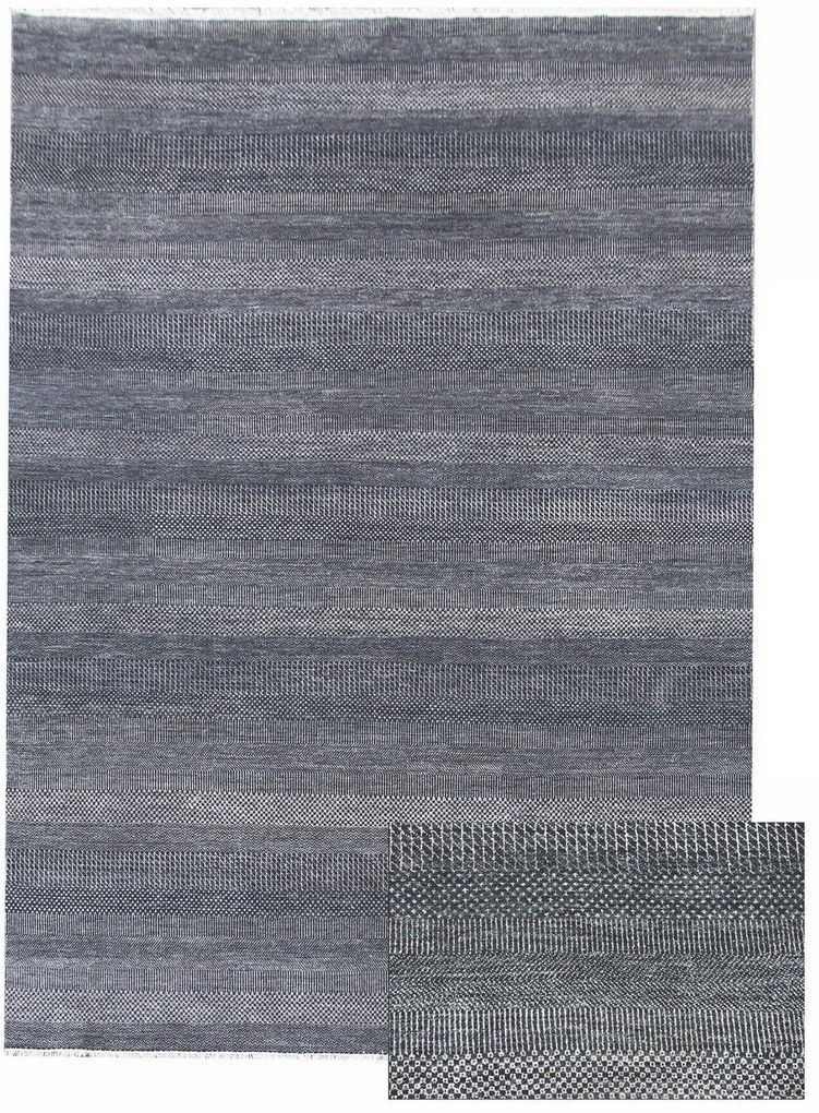 Diamond Carpets India, Ručne viazaný kusový koberec Diamond DC-MCN Dark blue / silver, 365x550, modrá, chodba / predsieň
