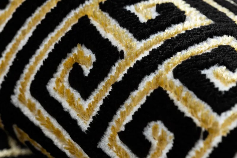 Dywany Łuszczów, Koberec behúň Gloss 6776 86 greek black/gold, 60x300, žltá, kancelária