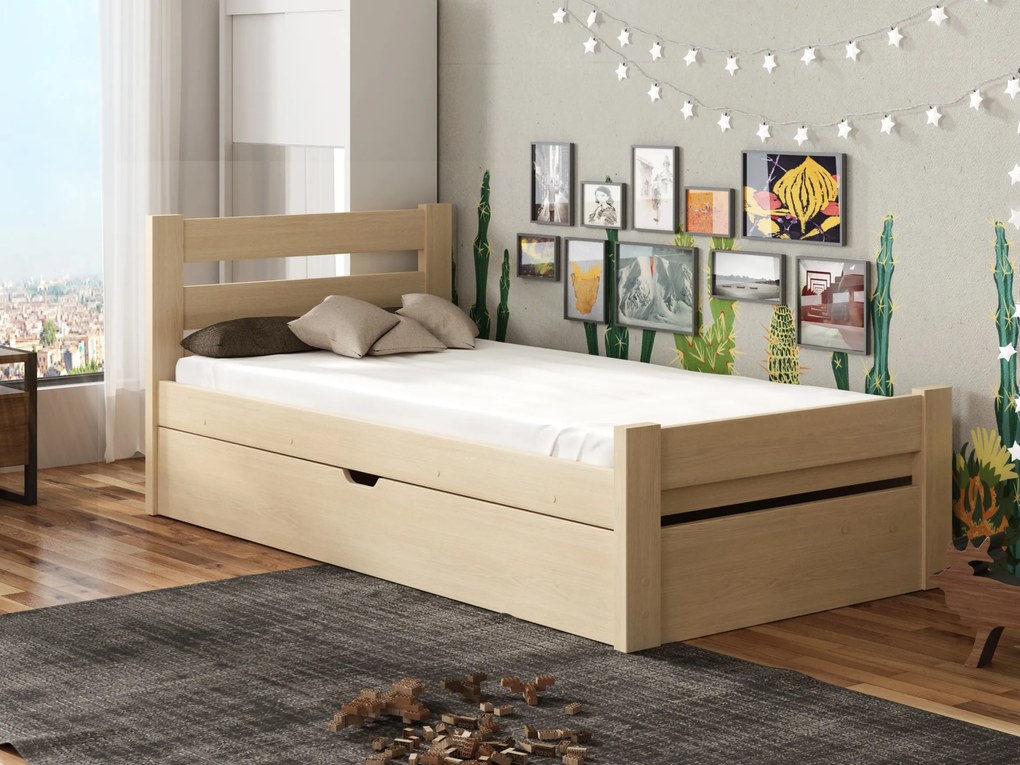 Detská posteľ 90 x 190 cm Nia (s roštom a úl. priestorom) (borovica). Akcia -10%. Vlastná spoľahlivá doprava až k Vám domov. 1012888