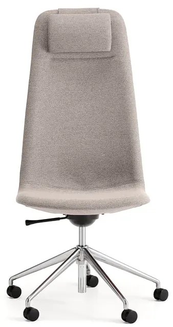 Stolička LANGLEY, vysoký sedák, s kolieskami, brúsený hliník/šedohnedá