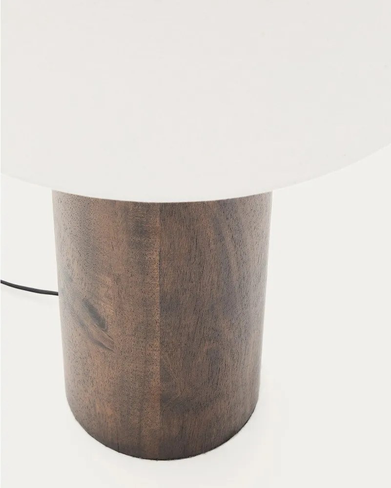 Biela/v tmavo prírodnej farbe stojacia lampa s textilným tienidlom (výška 110 cm) Marga – Kave Home