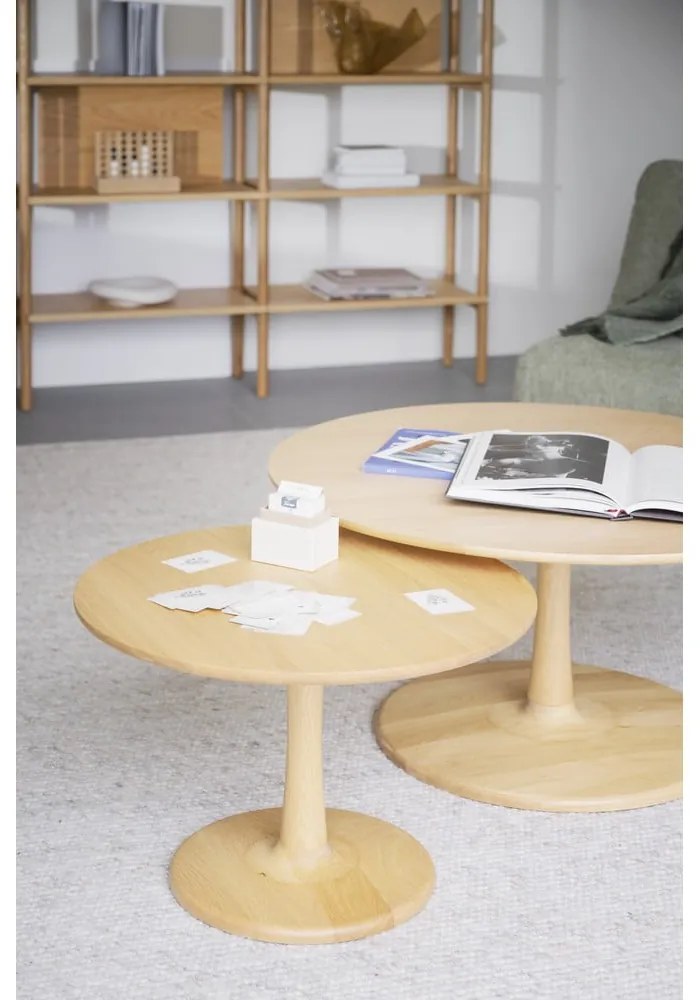 Okrúhly konferenčný stolík v dekore duba v prírodnej farbe 90x90 cm Hobart – Rowico