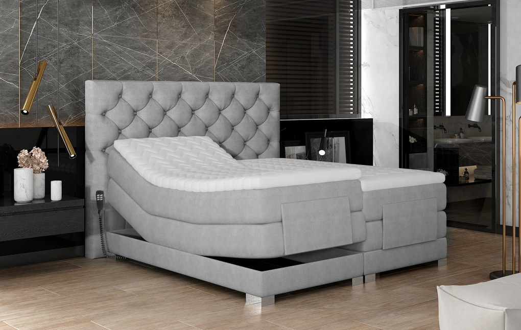 Box spring posteľ Clif 180x200, hnedá, elektrické polohovanie