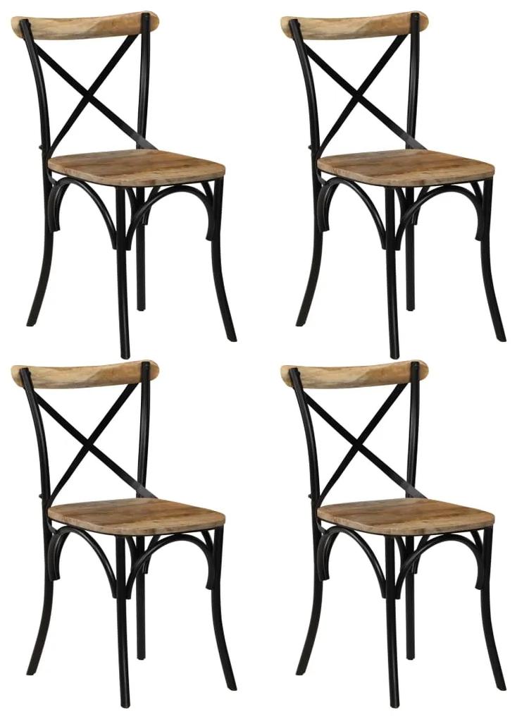 Jedálenské stoličky s krížovým operadlom 4 ks čierne mangovníkové drevo