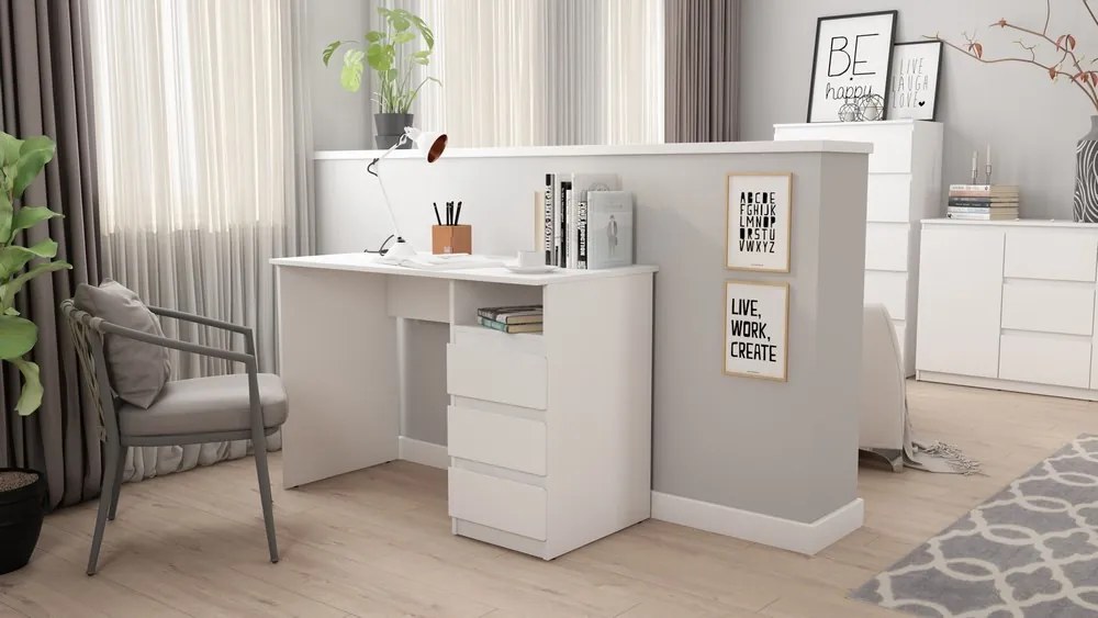 Komoda so 3 zásuvkami Carlos, biela, 120 cm