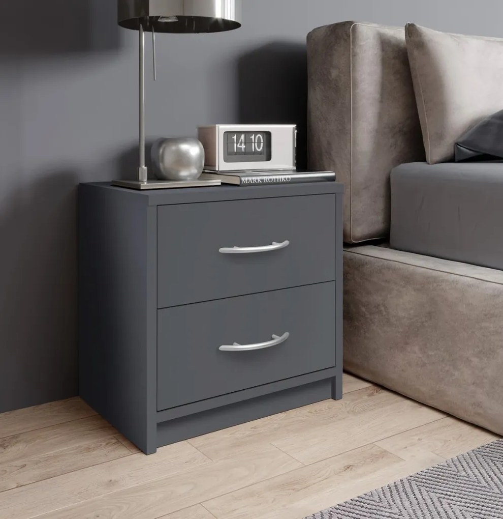 Nočný stolík s 2 zásuvkami Pepe, šedý grafit