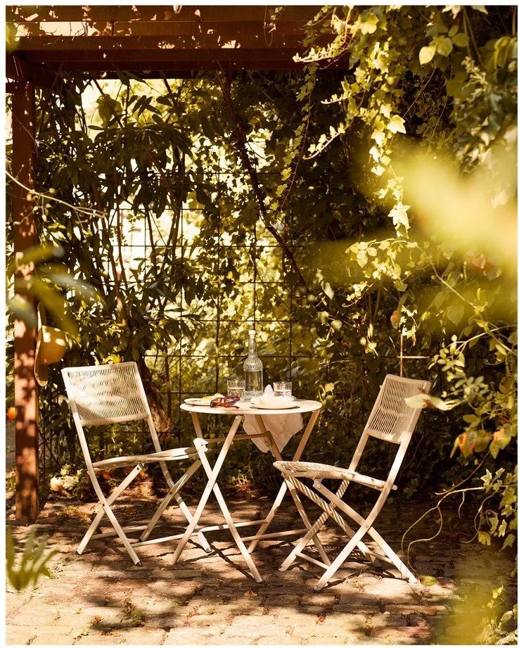 Béžová kovová záhradná jedálenská súprava pre 2 osoby Arcas – House Nordic