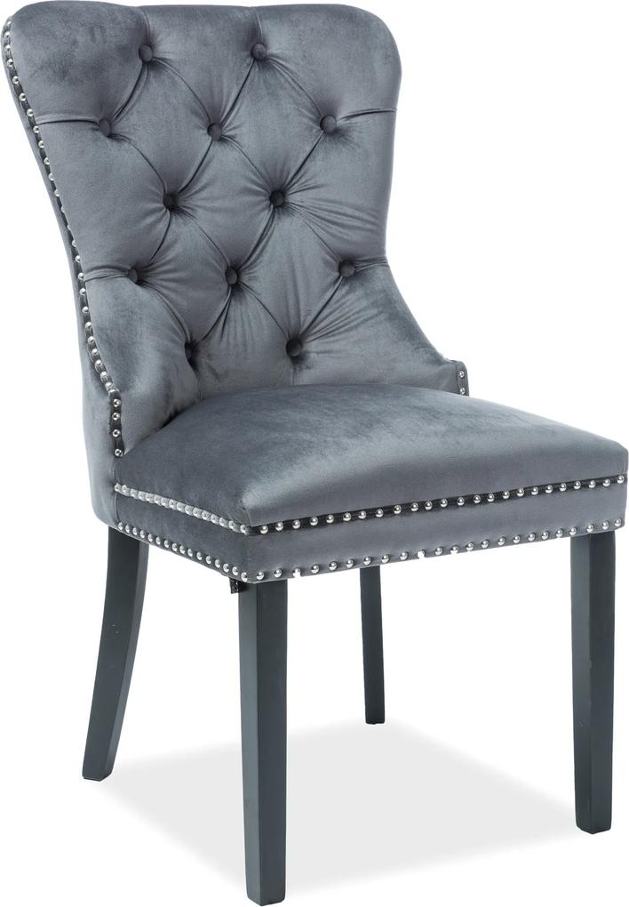 SIGNAL August Velvet jedálenská stolička sivá / čierna