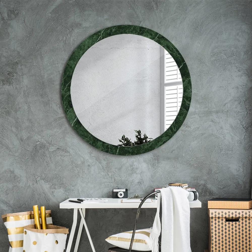 Okrúhle ozdobné zrkadlo na stenu Zelený mramor fi 90 cm