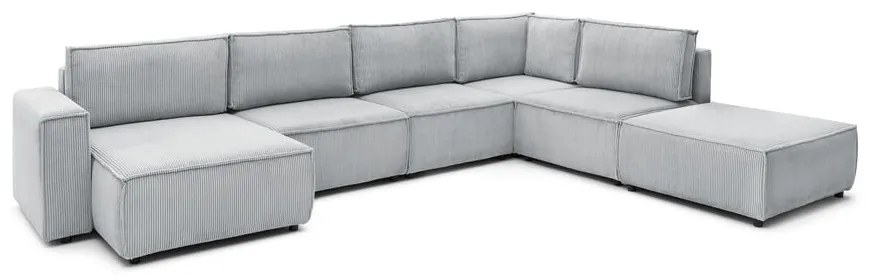 Svetlosivá menčestrová rohová pohovka (pravý roh/do tvaru "U") Nihad modular – Bobochic Paris