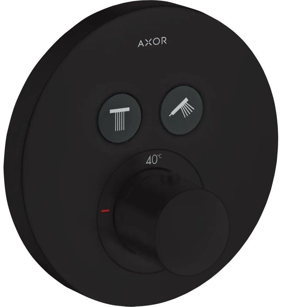 AXOR ShowerSelect termostat s podomietkovou inštaláciou, rozeta Round, pre 2 spotrebiče, matná čierna, 36723670