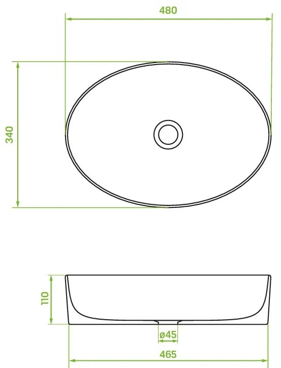 Laveo Desna, umývadlo na dosku 480x340x110 mm, biela lesklá, LAV-VUD_6248