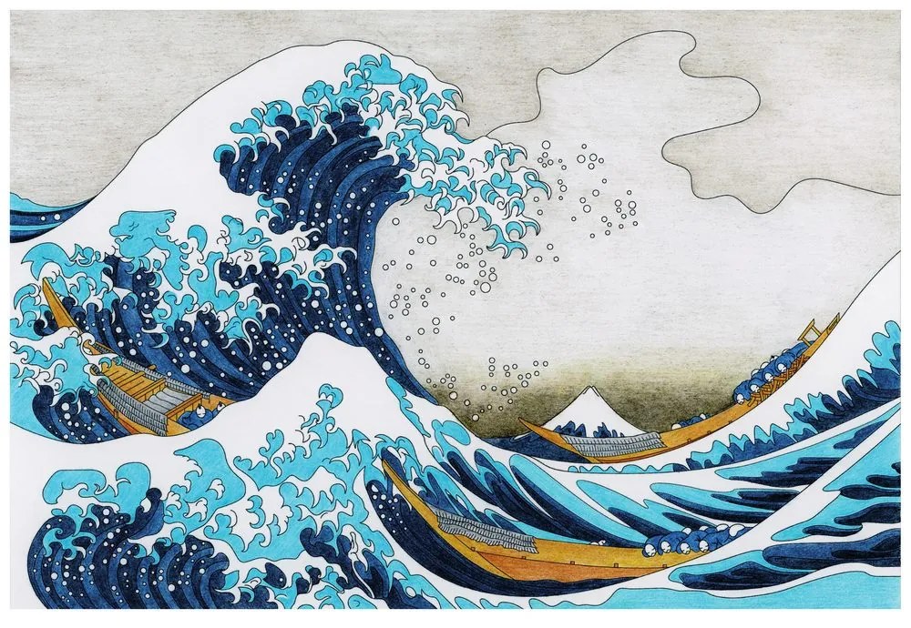 Tapeta reprodukcia Veľká vlna z Kanagawa - Kacušika Hokusai