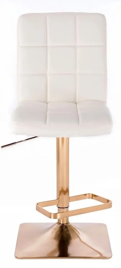 LuxuryForm DESIGN Barová stolička TOLEDO na zlatej hranatej podstave - biela