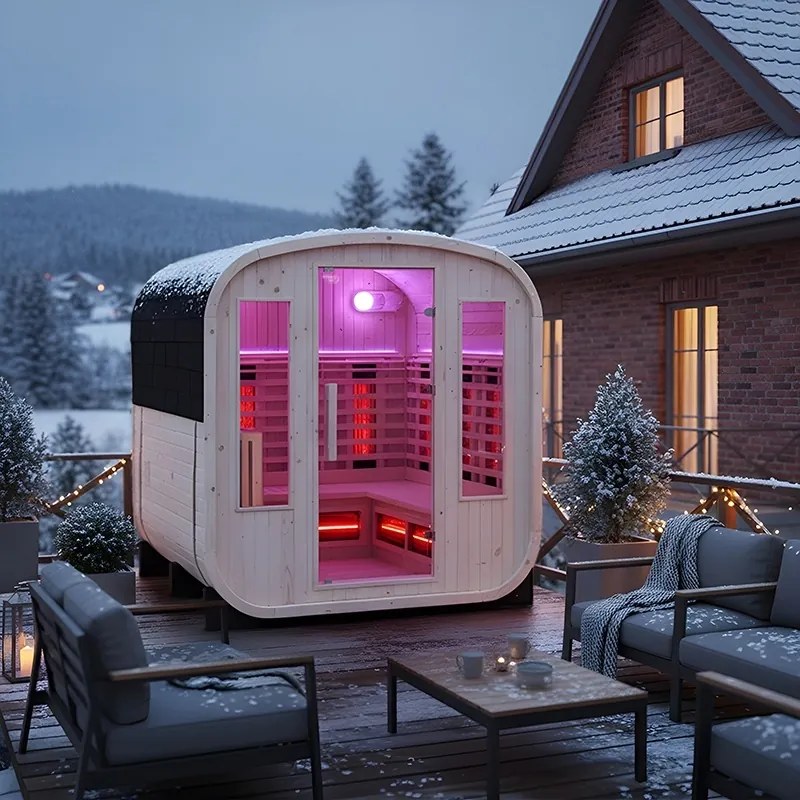 BPS-koupelny Záhradná kombinovaná sudová sauna 2v1 HYD-4767 - Infrasauna + fínska sauna 200x200, 4-6 osôb