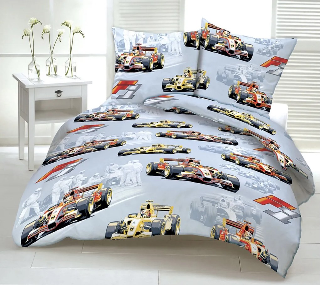 Obliečky bavlnené Formula TiaHome - 1x Vankúš 90x70cm, 1x Paplón 140x200cm