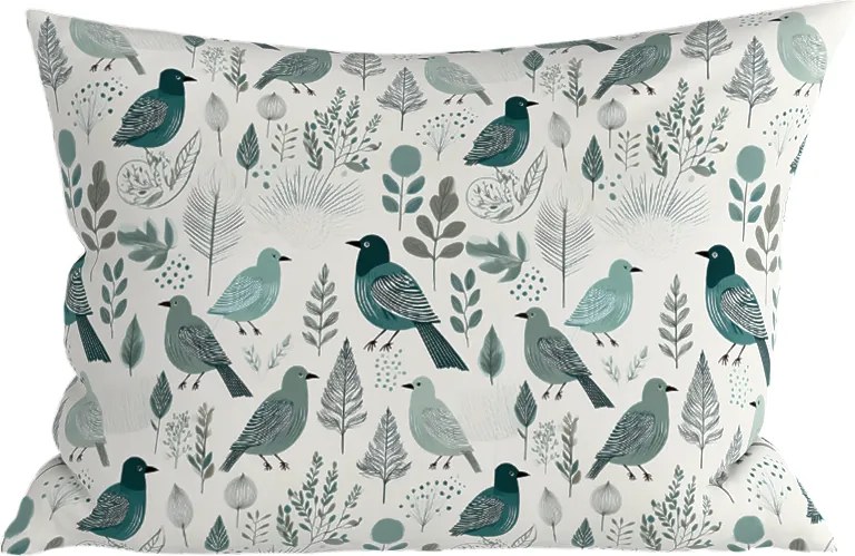 Polybavlnená obliečka na vankúš LEAFBIRD POLY 50x70 cm, bielo-zelený