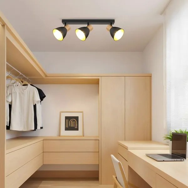 Brilagi - Bodové svietidlo ODENSE 3xE14/10W/230V drevo/čierna