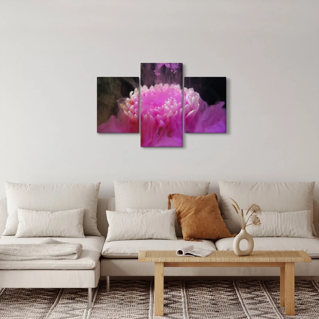 Obraz kvetiny v ružovom dyme (90x60 cm)