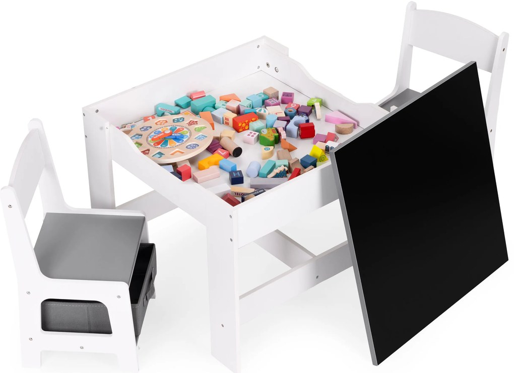 Zostava detského nábytku, stôl + 2 stoličky, kriedová tabuľa, ECOTOYS
