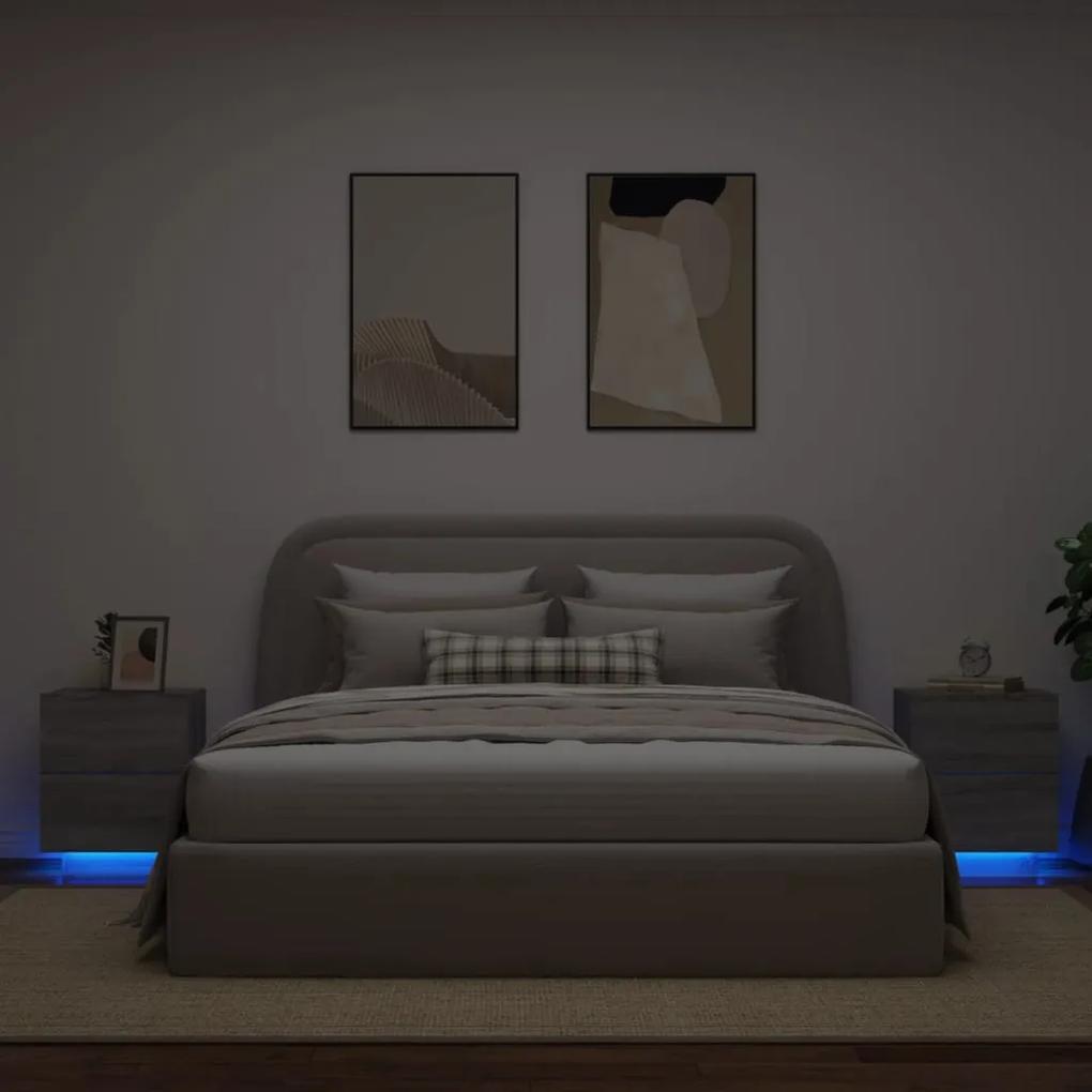Nočné stolíky s LED svetlami 2 ks sivá sonoma kompozitné drevo 836746